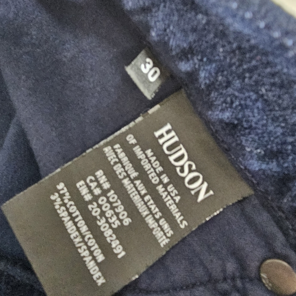 Hudson Jeans High Rise Brix Cropped Bootcut Flare Velvet Dark Blue Pant 30 NWT - Picture 9 of 9